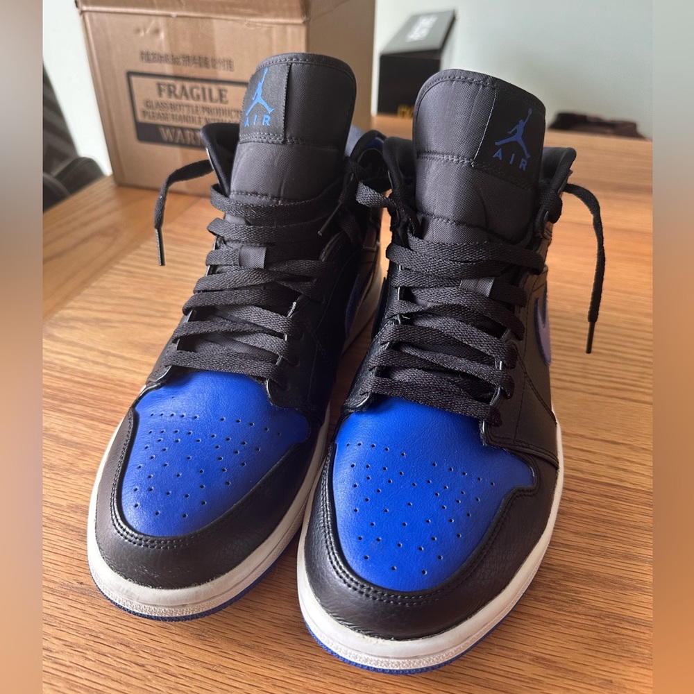 Air Jordan 1 - Mid Black Hyper Royal - Men’s Sneaker - Size 11